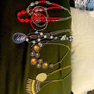 Statement necklaces. Sold as a lot and as is. No defects that are obvious.